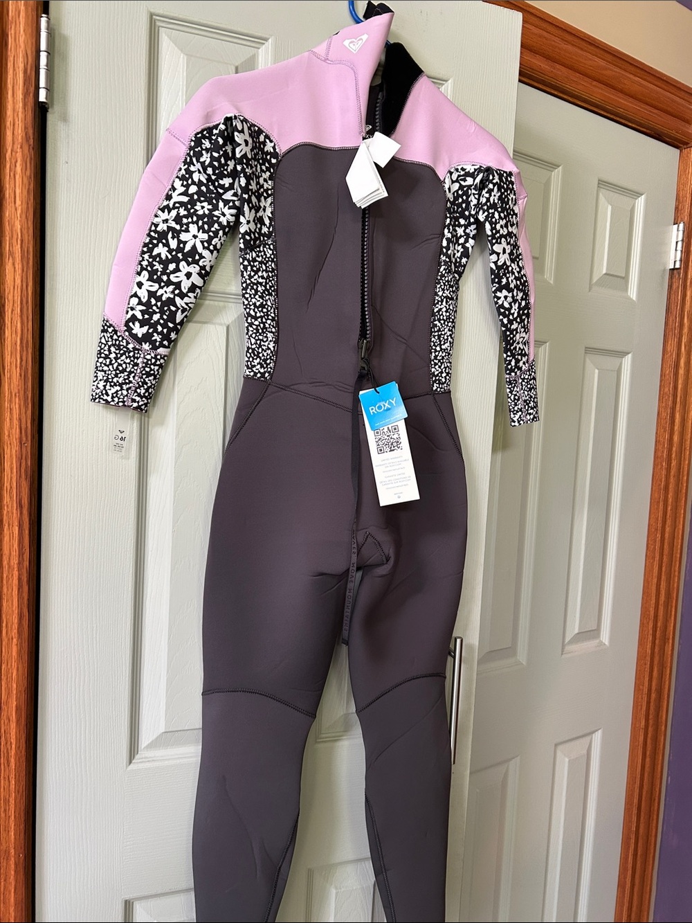 Roxy 3/2mm Swell Series BACK Zip Wetsuit GREY VIOLET PURPLE Size 16 girls New